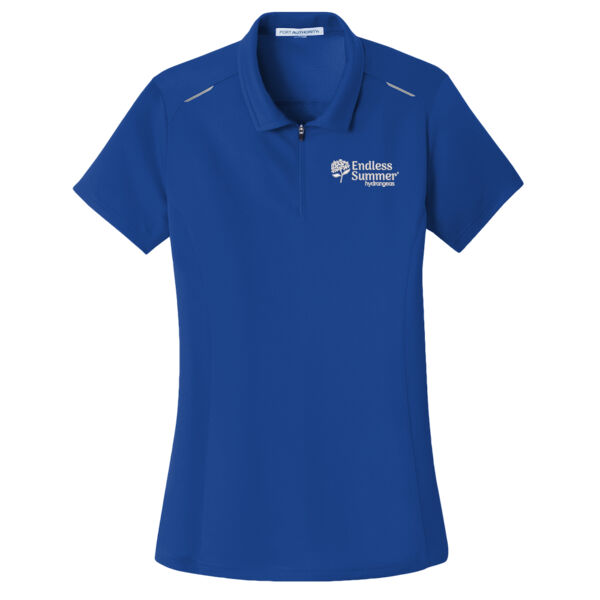 Port Authority ® - Ladies Pinpoint Mesh Zip Polo - Embroidered Logo Thumbnail