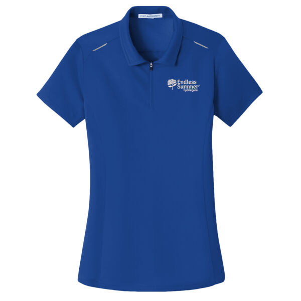 Port Authority ® - Ladies Pinpoint Mesh Zip Polo - Embroidered Logo Thumbnail