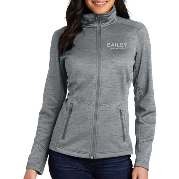 Port Authority Ladies Digi Stripe Fleece Jacket - Embroidered Logo Thumbnail