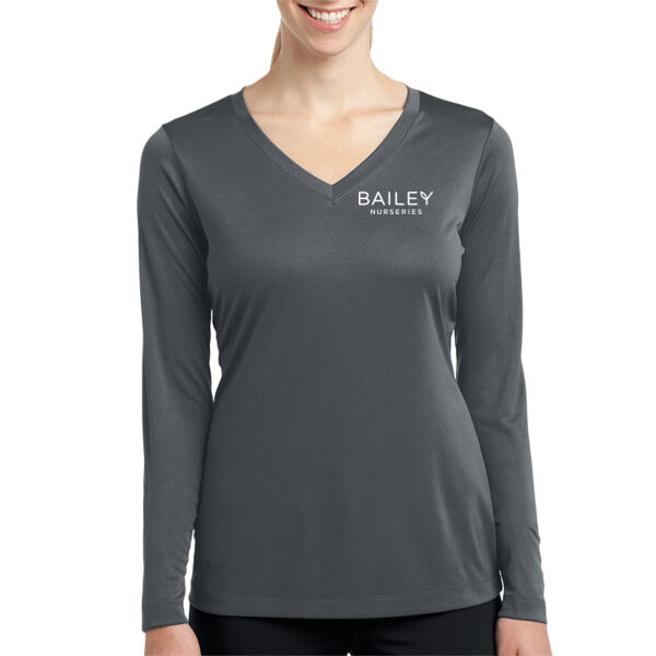 Sport-Tek® Ladies Long Sleeve PosiCharge® Competitor™ V-Neck Tee - Screen Print Logo Thumbnail